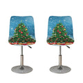 Christmas Tree And Snow Print Bar Stool Covers
