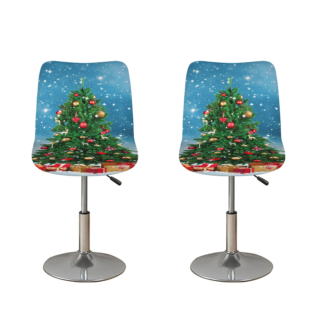 Christmas Tree And Snow Print Bar Stool Covers