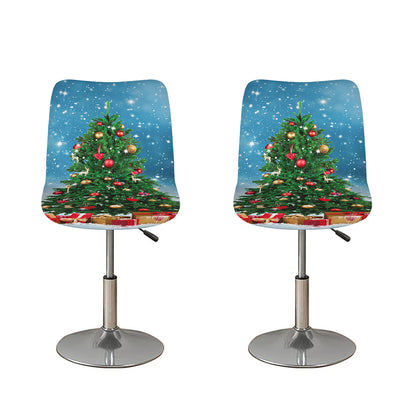 Christmas Tree And Snow Print Bar Stool Covers