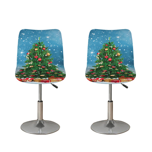 Christmas Tree And Snow Print Bar Stool Covers