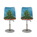 Christmas Tree And Snow Print Bar Stool Covers