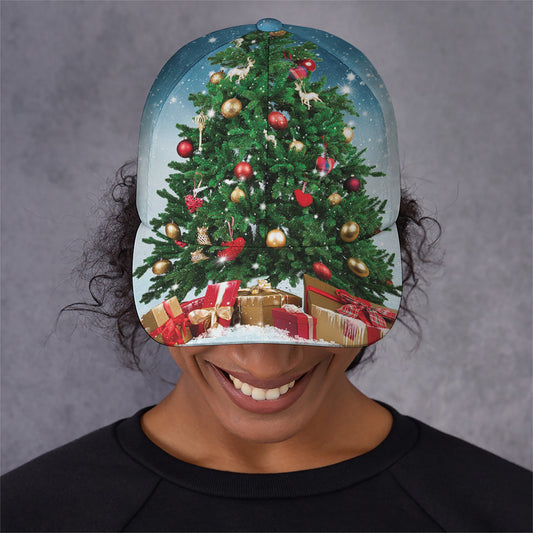 Christmas Tree And Snow Print Baseball Cap