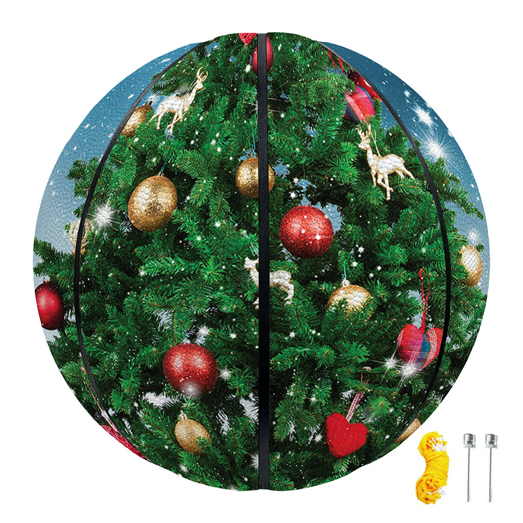 Christmas Tree And Snow Print Basketball