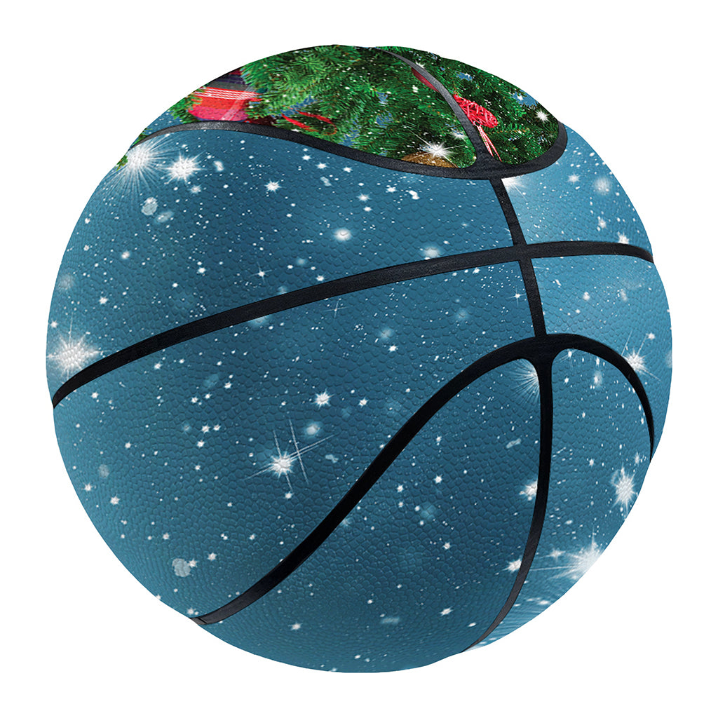 Christmas Tree And Snow Print Basketball