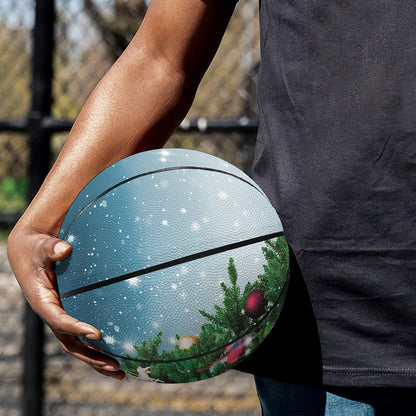 Christmas Tree And Snow Print Basketball
