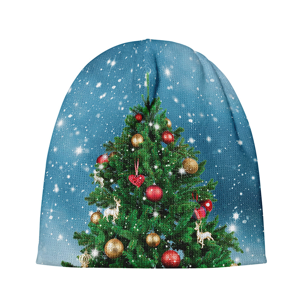 Christmas Tree And Snow Print Beanie