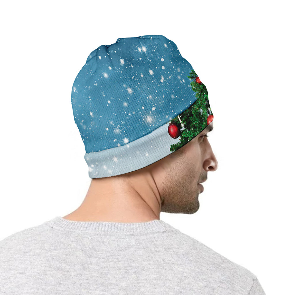 Christmas Tree And Snow Print Beanie