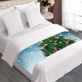 Christmas Tree And Snow Print Bed Runner