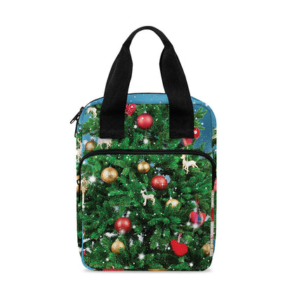 Christmas Tree And Snow Print Bible Tote Bag