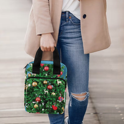 Christmas Tree And Snow Print Bible Tote Bag