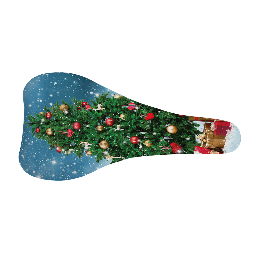 Christmas Tree And Snow Print Bicycle Seat Cover
