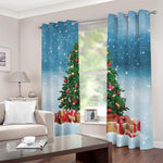 Christmas Tree And Snow Print Blackout Grommet Curtains