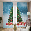 Christmas Tree And Snow Print Dimout Pencil Pleat Curtains
