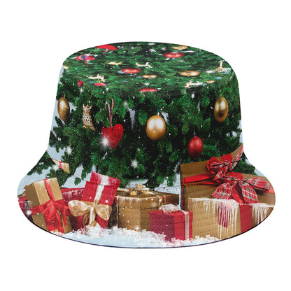 Christmas Tree And Snow Print Bucket Hat