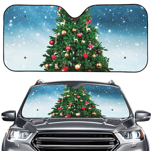 Christmas Tree And Snow Print Car Windshield Sun Shade