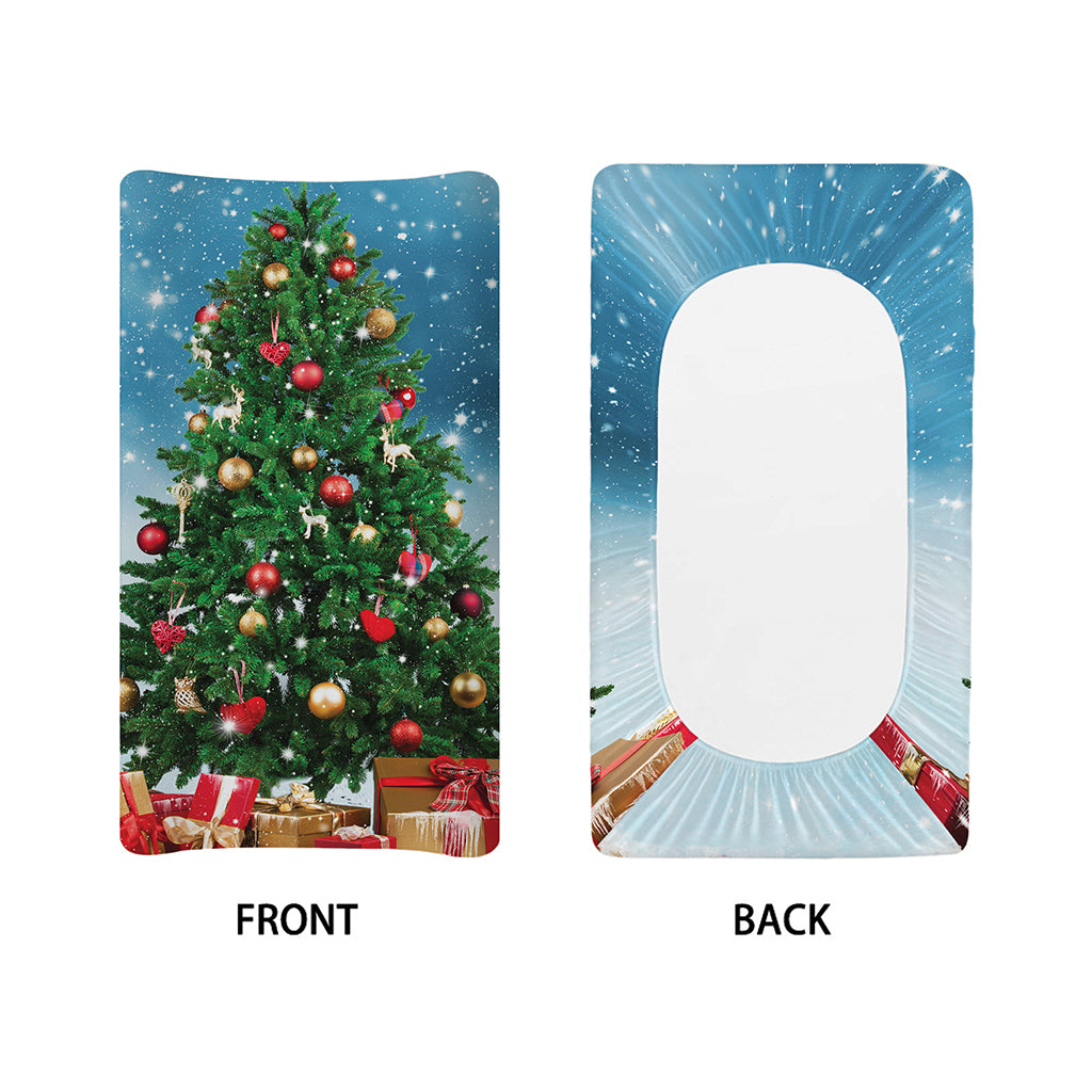 Christmas Tree And Snow Print Changing Pad Cover