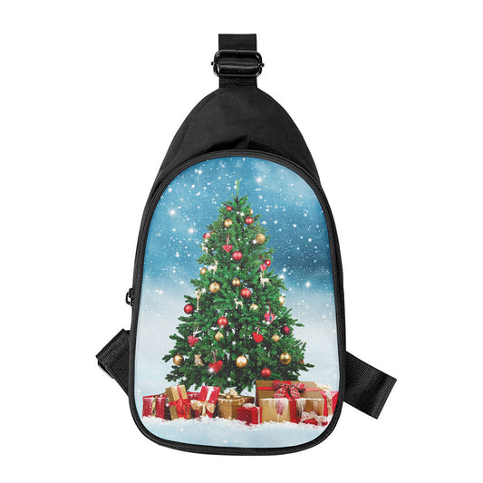 Christmas Tree And Snow Print Chest Bag