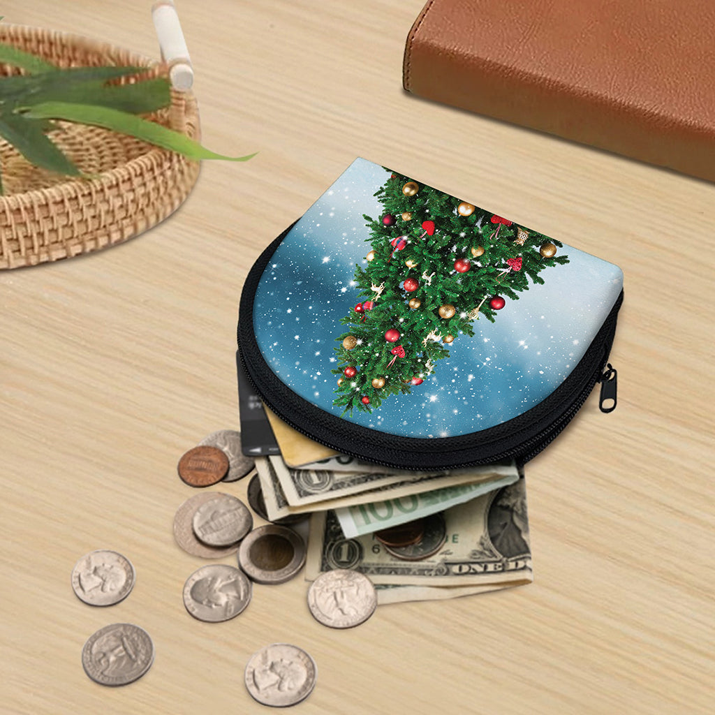 Christmas Tree And Snow Print Coin Purse