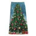 Christmas Tree And Snow Print Cotton Front Slit Maxi Skirt
