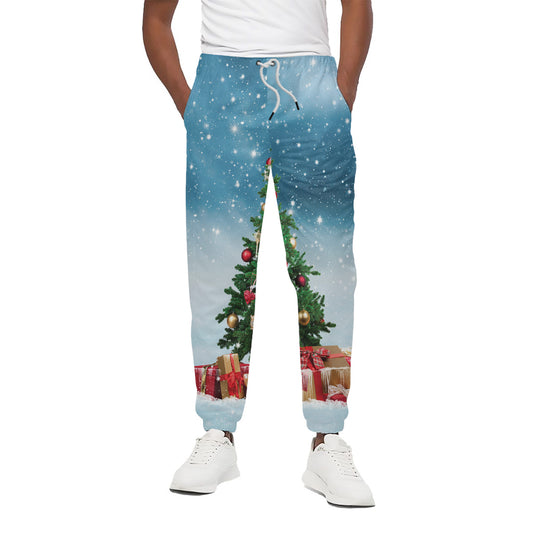 Christmas Tree And Snow Print Cotton Pants