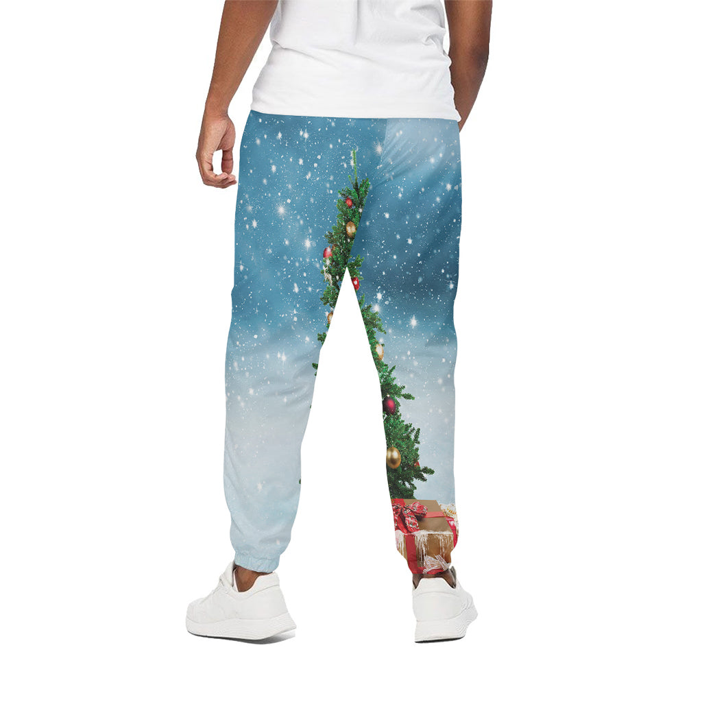 Christmas Tree And Snow Print Cotton Pants