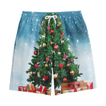 Christmas Tree And Snow Print Cotton Shorts