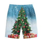 Christmas Tree And Snow Print Cotton Shorts