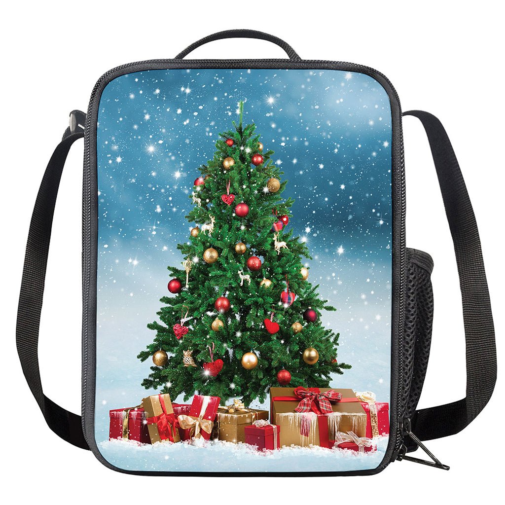 Christmas Tree And Snow Print Crossbody Lunch Bag