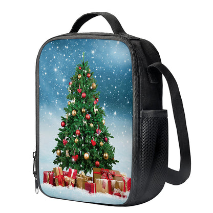 Christmas Tree And Snow Print Crossbody Lunch Bag