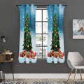 Christmas Tree And Snow Print Grommet Curtain Panels