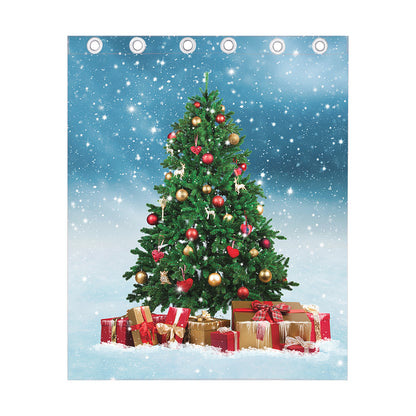 Christmas Tree And Snow Print Curtain
