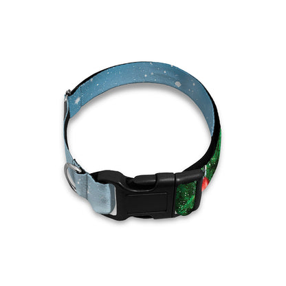 Christmas Tree And Snow Print Dog Collar
