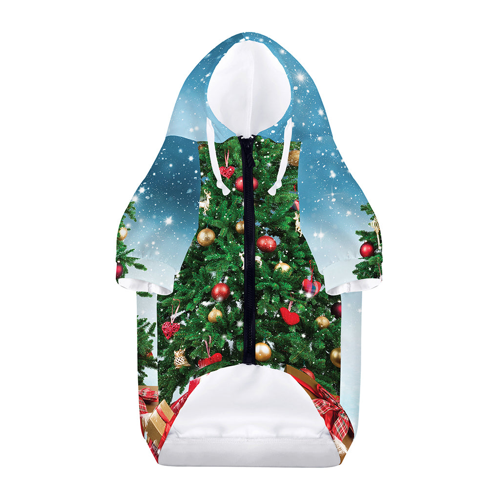 Christmas Tree And Snow Print Dog Zip Up Hoodie