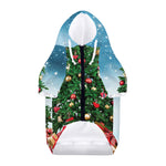 Christmas Tree And Snow Print Dog Zip Up Hoodie