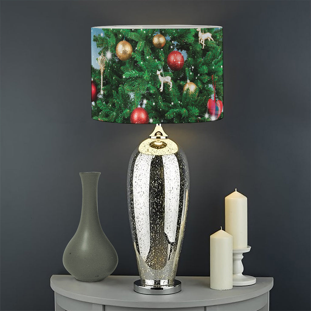 Christmas Tree And Snow Print Drum Lamp Shade