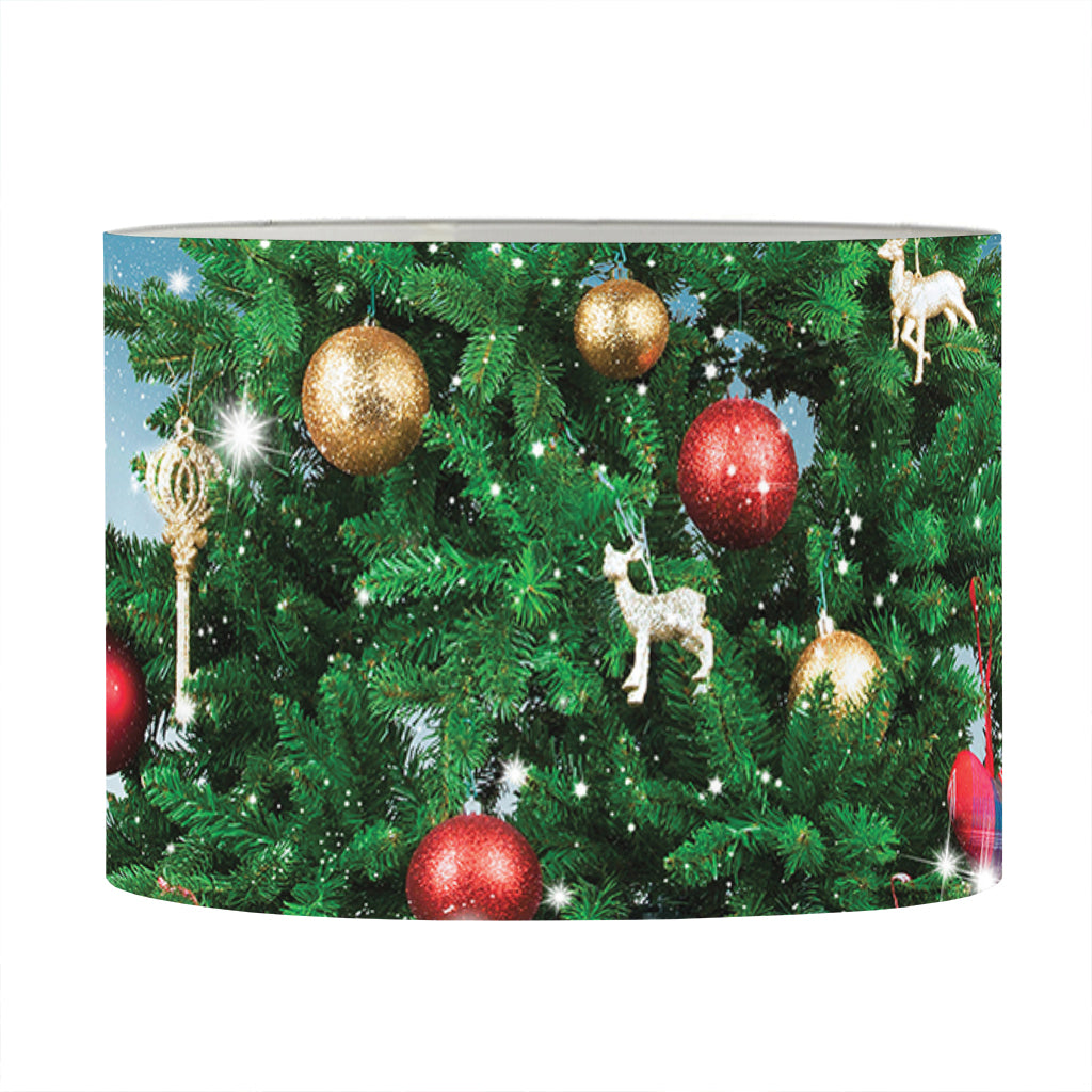 Christmas Tree And Snow Print Drum Lamp Shade
