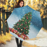 Christmas Tree And Snow Print Foldable Umbrella