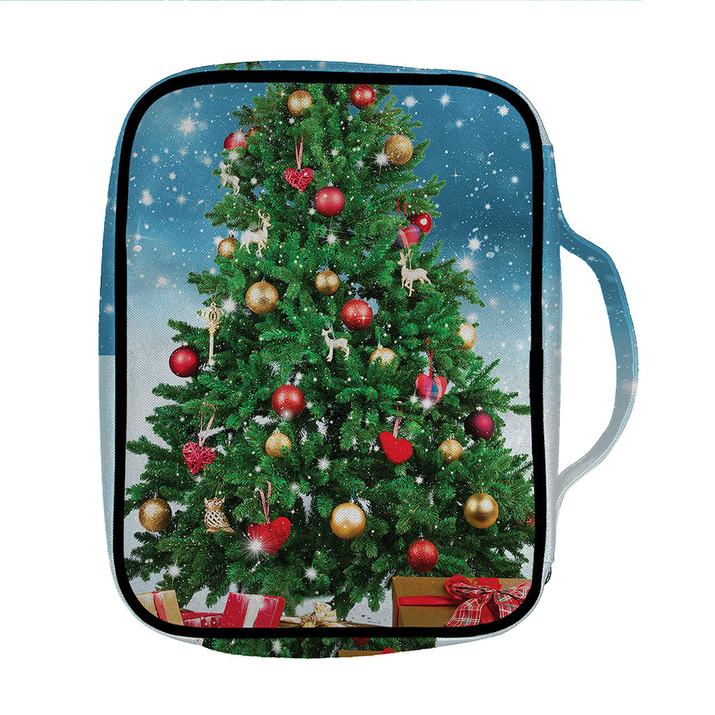 Christmas Tree And Snow Print Front Pocket Bible Bag