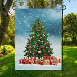 Christmas Tree And Snow Print Garden Flag