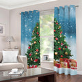 Christmas Tree And Snow Print Grommet Curtains