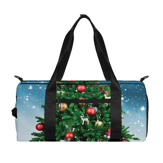 Christmas Tree And Snow Print Gym Bag