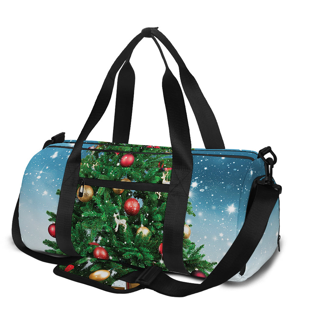 Christmas Tree And Snow Print Gym Bag