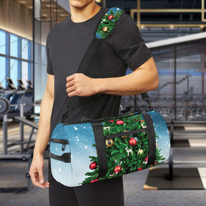 Christmas Tree And Snow Print Gym Bag