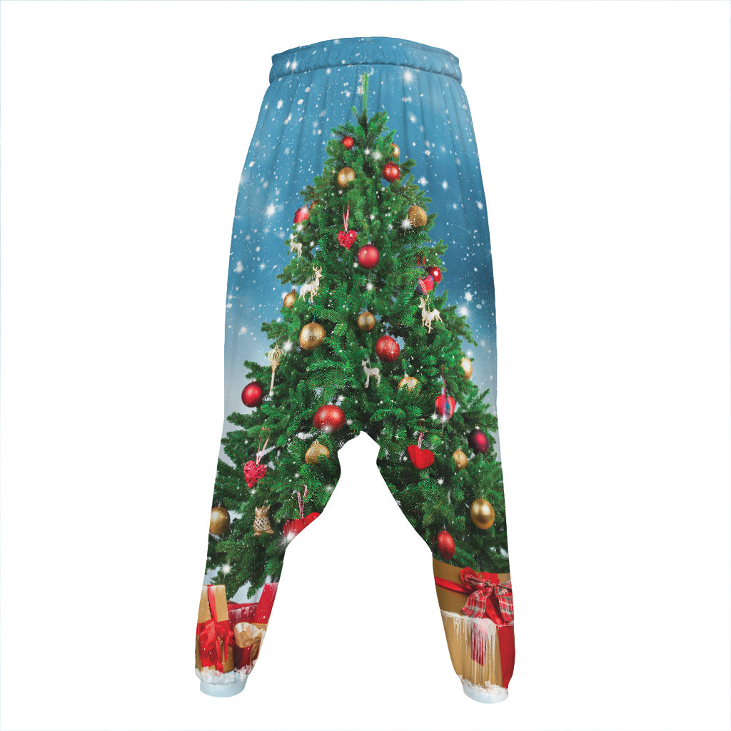Christmas Tree And Snow Print Hammer Pants