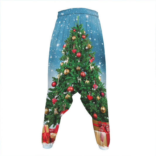 Christmas Tree And Snow Print Hammer Pants