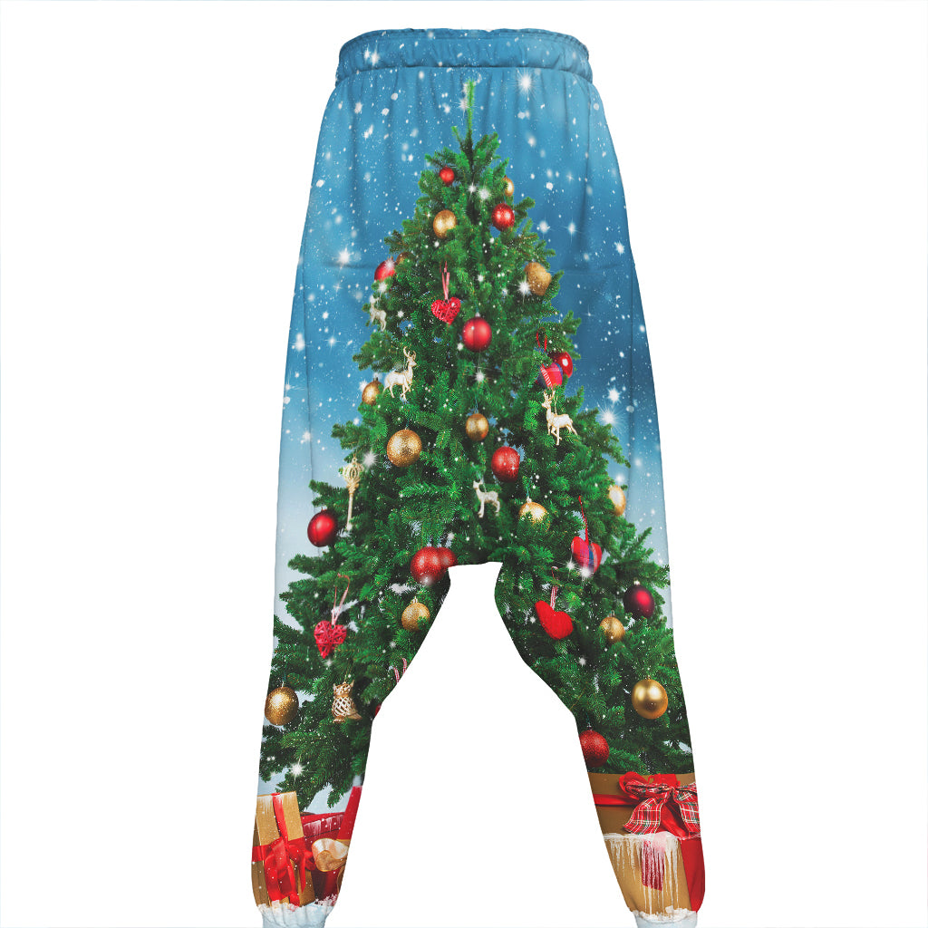 Christmas Tree And Snow Print Hammer Pants