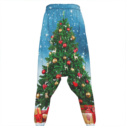 Christmas Tree And Snow Print Hammer Pants