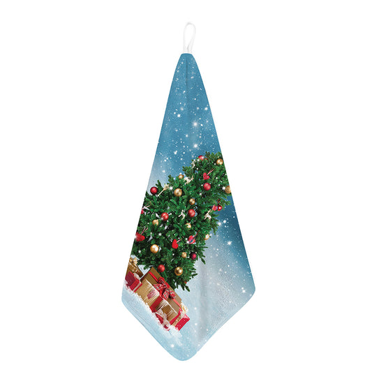 Christmas Tree And Snow Print Hand Towel