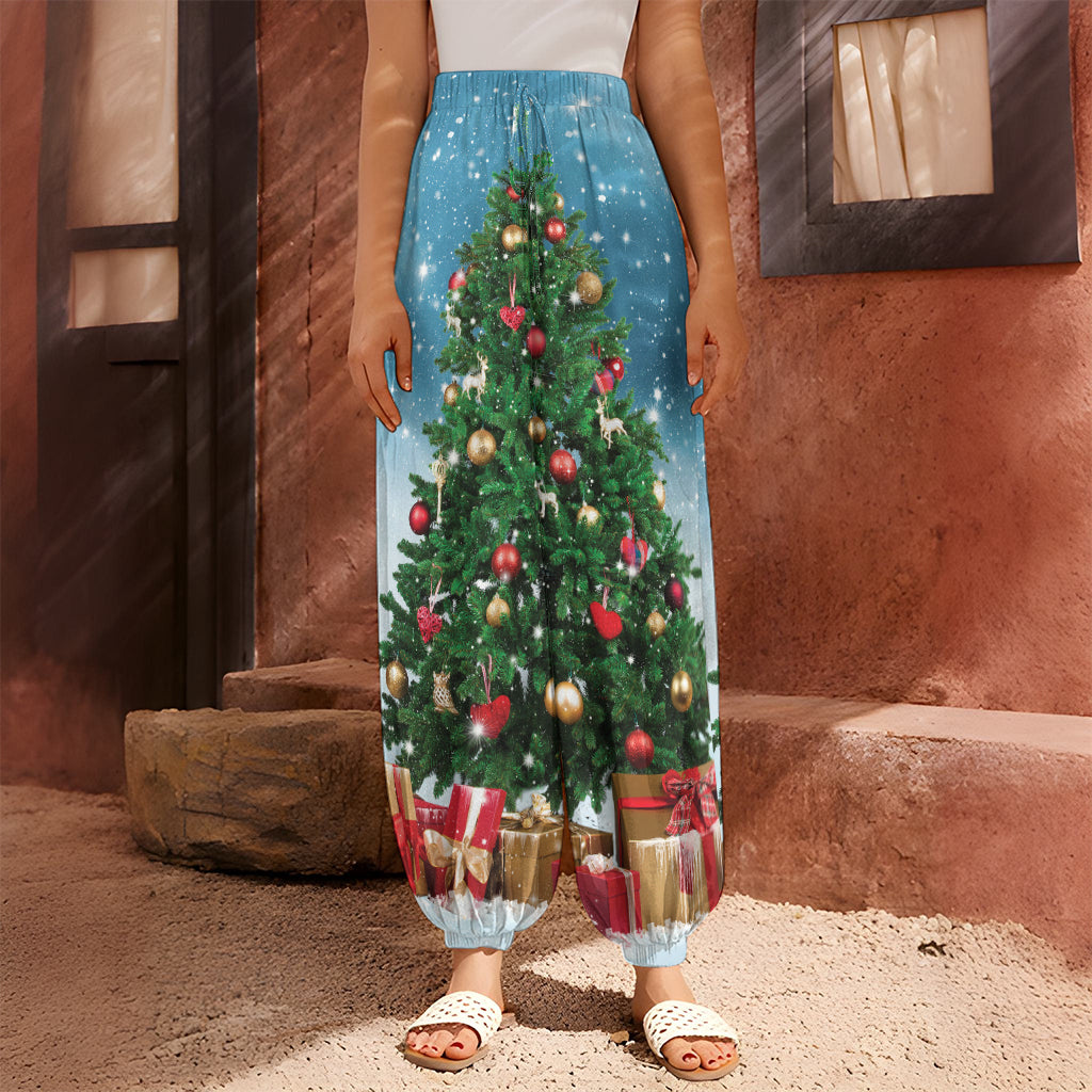 Christmas Tree And Snow Print Harem Pants