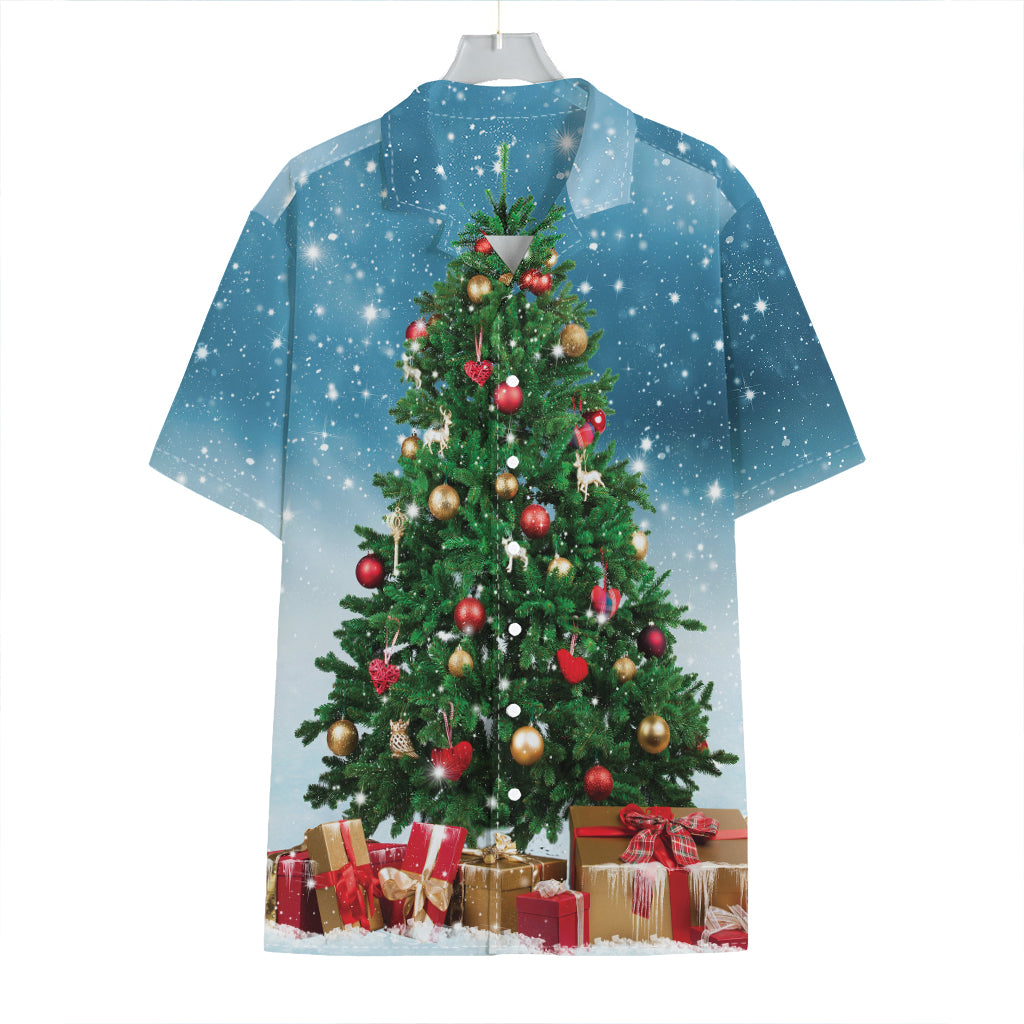 Christmas Tree And Snow Print Hawaiian Shirt